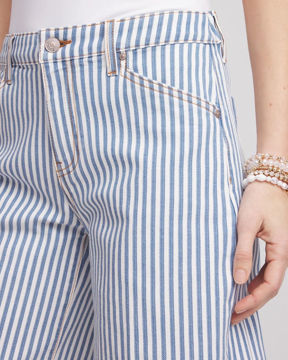 Nautical Striped Denim Trouser Shorts | Chico's